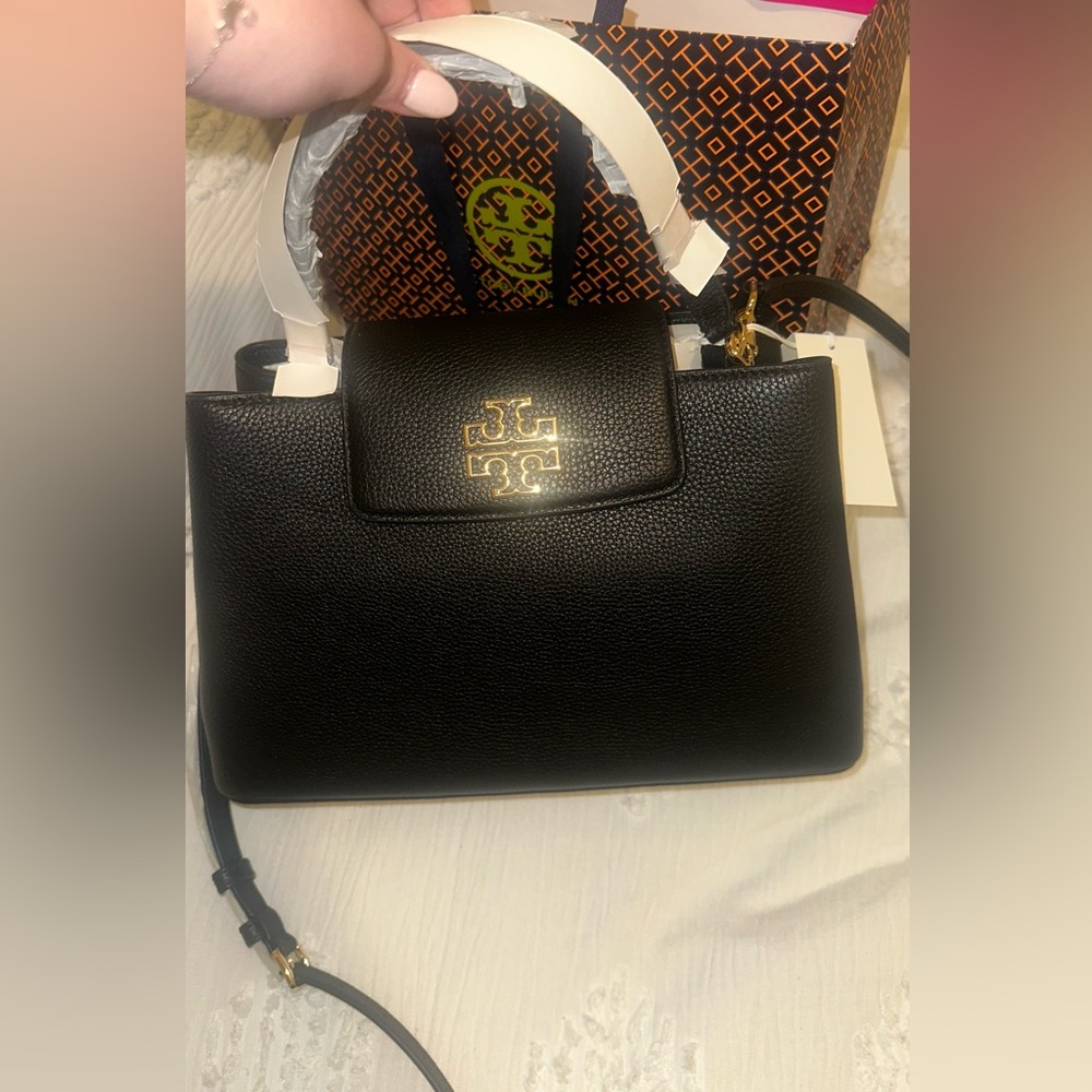 Tory Burch Black Leather Handbag - Small Britten Satchel